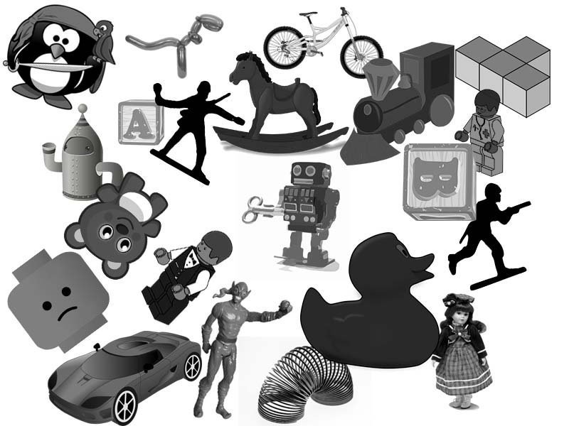 A variety of grey objects